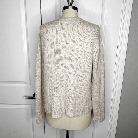 Peruvian Connection Thea Cardigan Sweater Baby Alpaca Blend Cream Oatmeal Size M - Picture 3 of 8